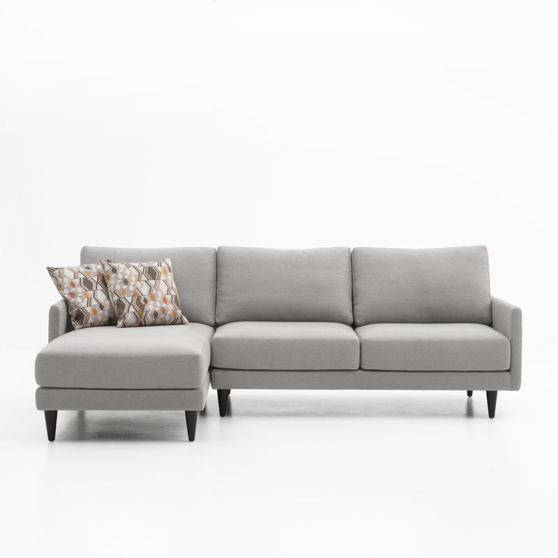 Costin Upholstered L-Shaped Sectional, Gray, Right Hand Facing