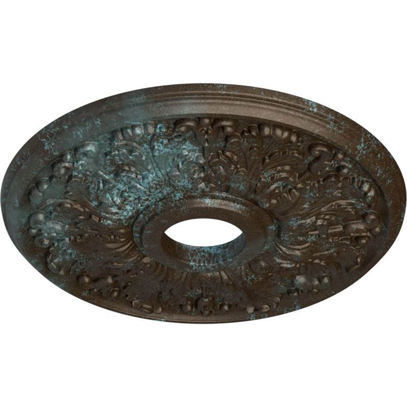 Endurathane Apollo Ceiling Medallion, 16 1/2"OD x 3 5/8"ID x 1 1/8"P (Fits Canopies up to 5 5/8"), Hand-Painted Bronze Blue Patina Finish