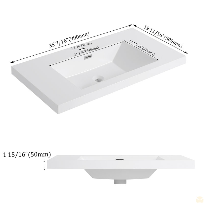 Lavabo de salle de bain 36 "en résine, 36"