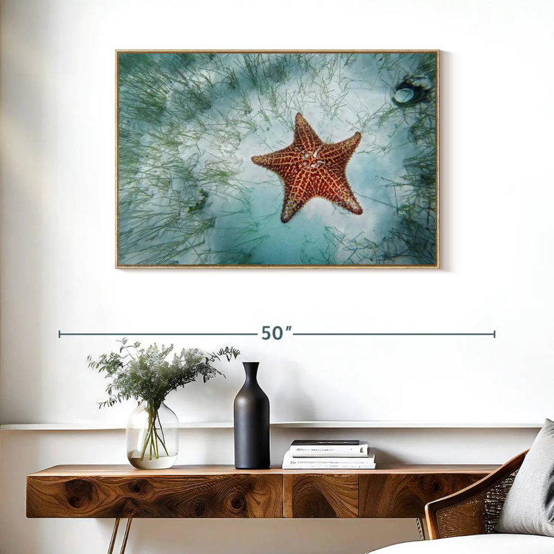 Étoile de mer peu profonde, Cadre flottant en bois naturel, 37 po x 25 po