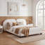 Structure de lit tapissier extra épais avec tête de lit fendue luxueuse, tissu molletonné en peluche, robuste 800 lb, facile à assembler-130204939
