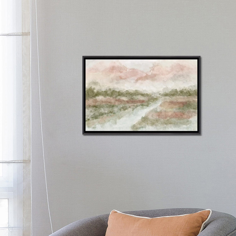 Peaceful Waters, Distressed Black Floater Framed Canvas, 18" H x 26" W x 1.5" D, No Mat
