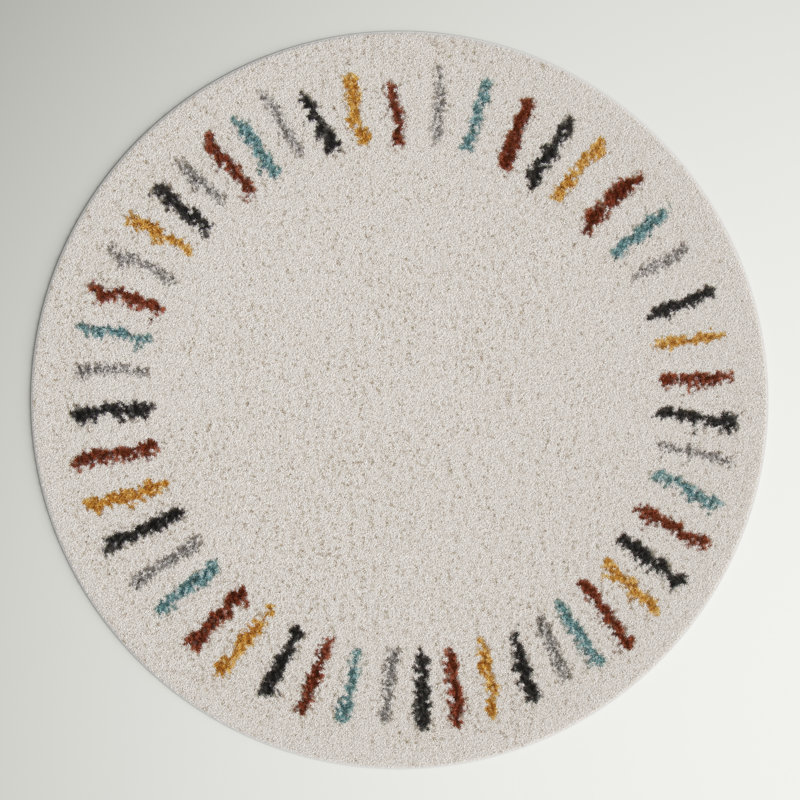 Yazmin Shaggy Beige Rug, Round 160cm