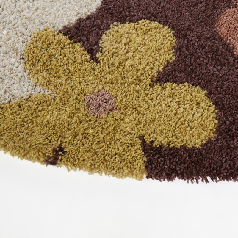 Tapis rond brun / rose pour enfants Daphne