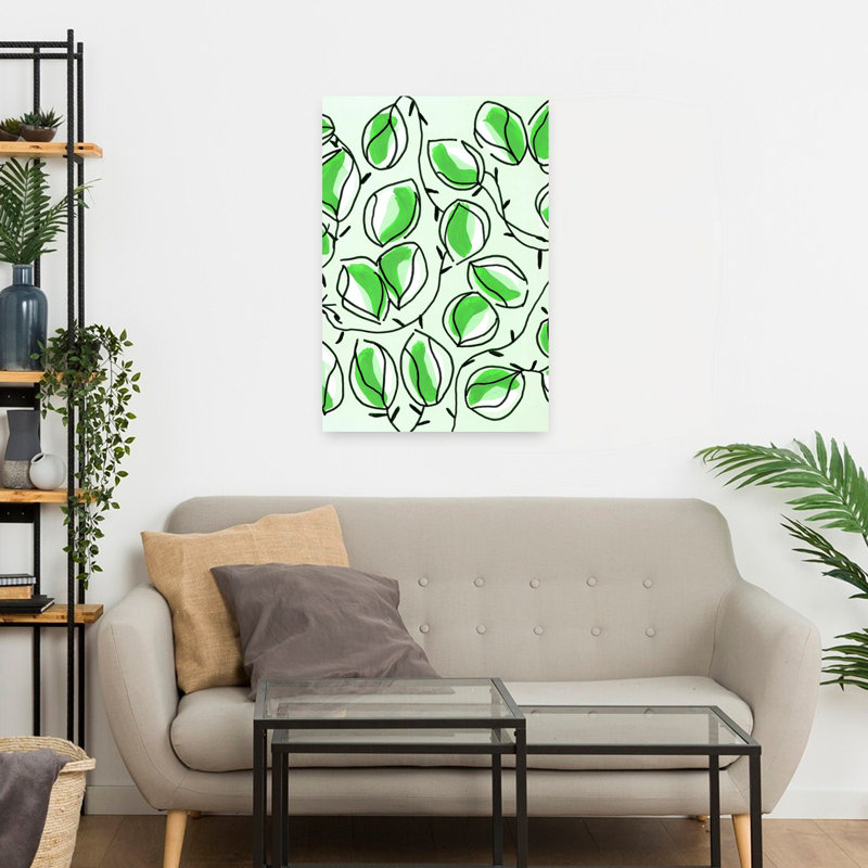 Graine de graines, art mural vert contemporain, H 24 po x l 16 po