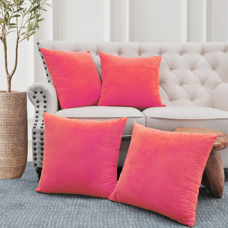 Peach Echo 20-Inch Polyester Microsuede Throw Pillow Covers Set