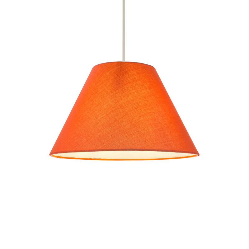 Traditional 8 Inch Vivid Cotton Fabric Coolie Lamp Shade By Happy Homewares, Orange, 13cm H x 20cm W x 20cm D