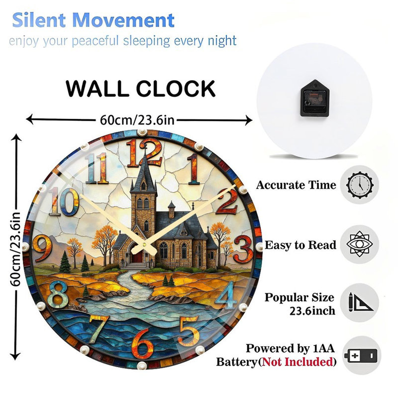 Horloge murale en verre coloré
