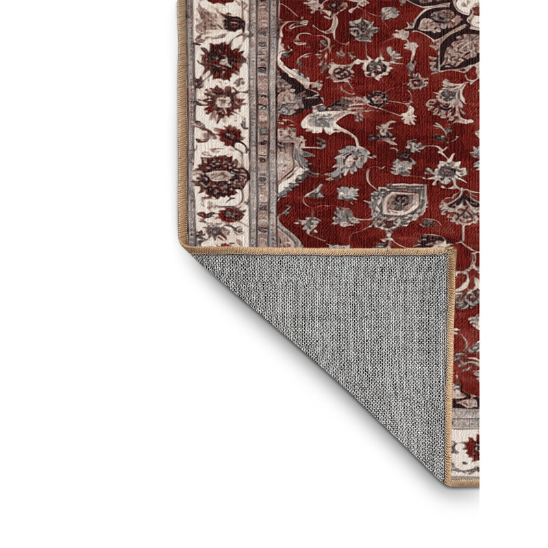Machine Washable Persian Brown Area Rug, Square 6' x 6'