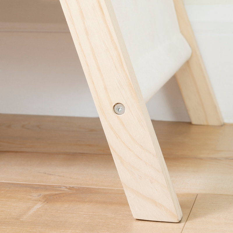 59.25" Natural Pine and White Cotton Teepee Shelving Unit