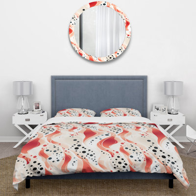 Red And White Polka Dots Pattern III Polyester Dots Duvet Cover Set
