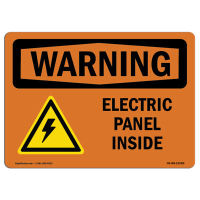 Panneau d'avertissement Osha - Panneau électrique à l'intérieur avec symbole