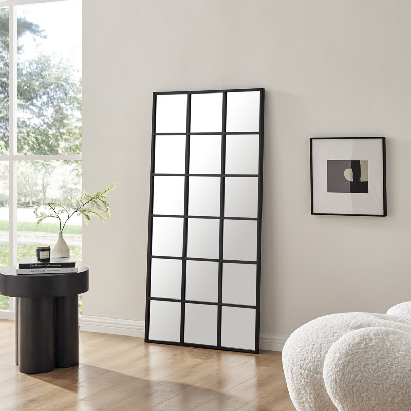 Azaia Metal Frame Full Length Mirror - Window Frame Living Room Floor Mirror, 55.1'' H x 27.6'' W