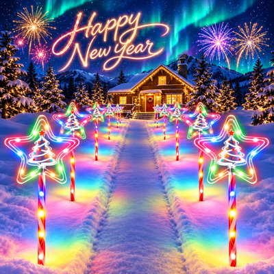 Weather Resistant Plastic Staked Christmas Stars Outdoor Lights