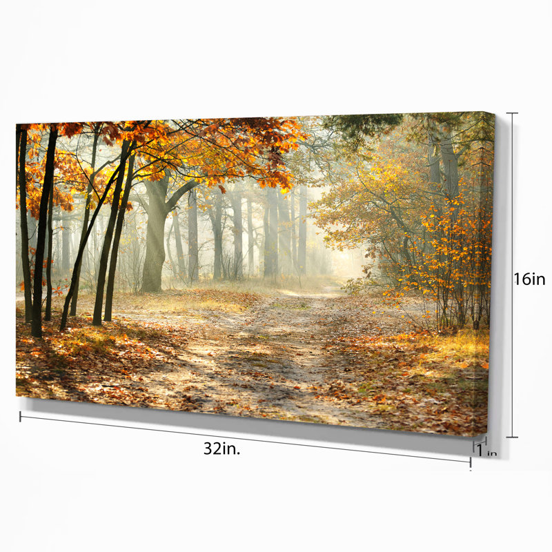 Bright Yellow Fall Morning Landscape Canvas Print, 32" x 16"