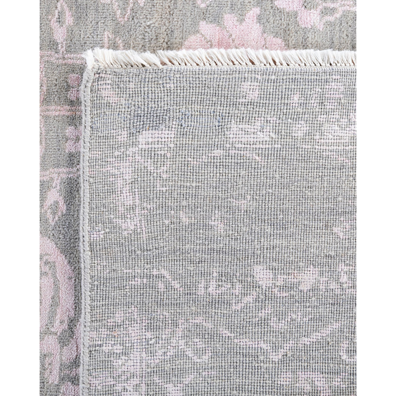 Gray Hand-Knotted Wool and Silk Medallion Area Rug, 8' 1" x 10' 4"