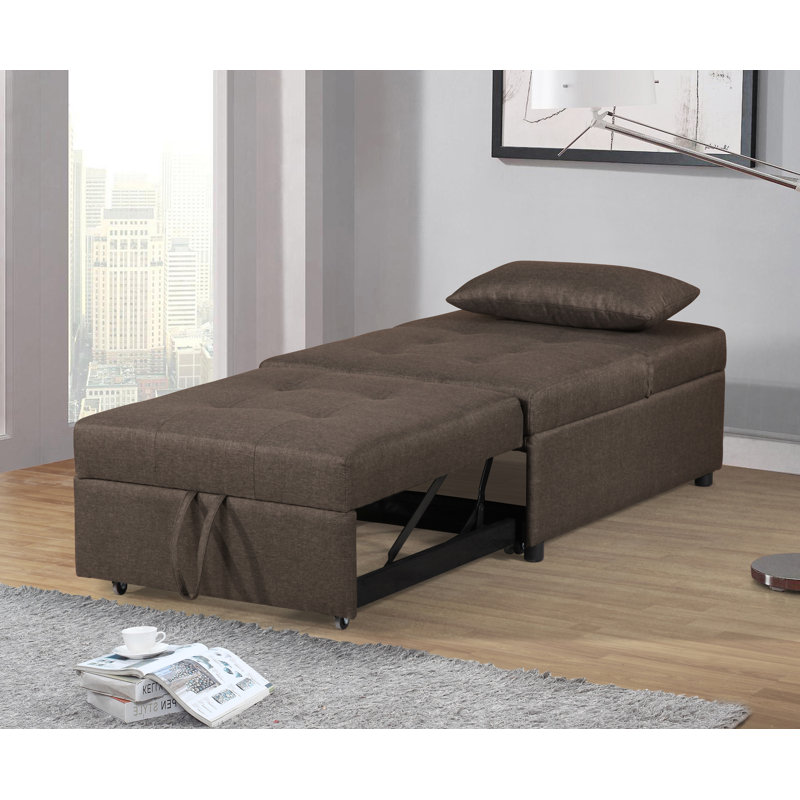Doreeann Twin 31'' Upholstered Futon Chair, Dark Brown