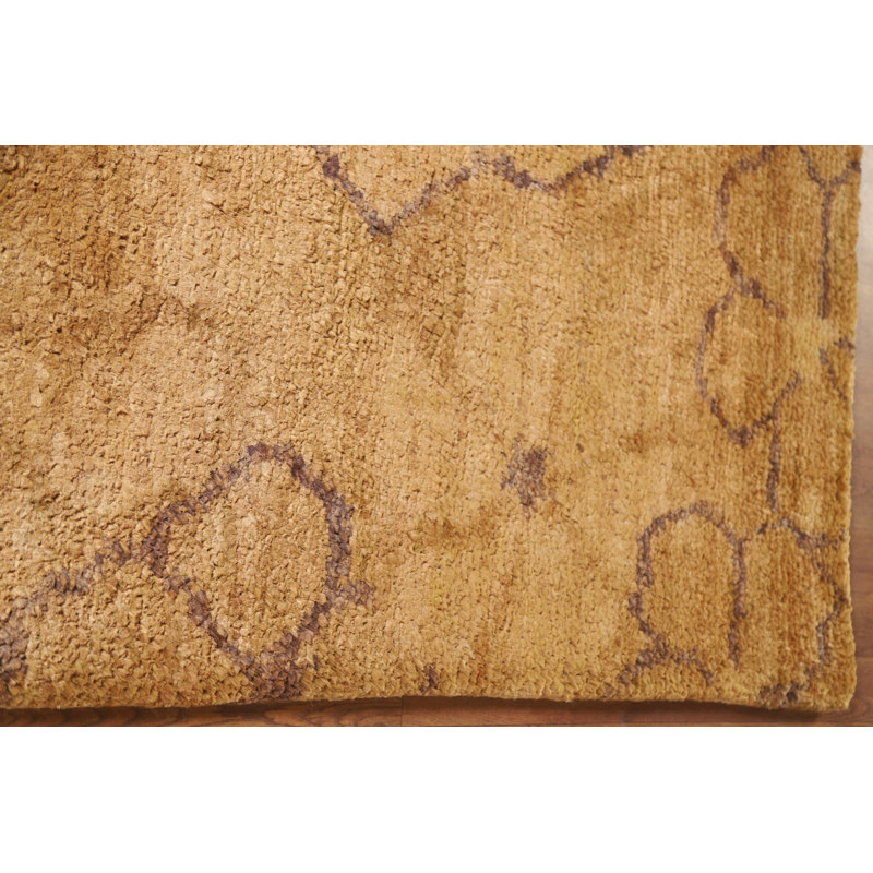 Gold Floral Abstract Area Rug 3x5