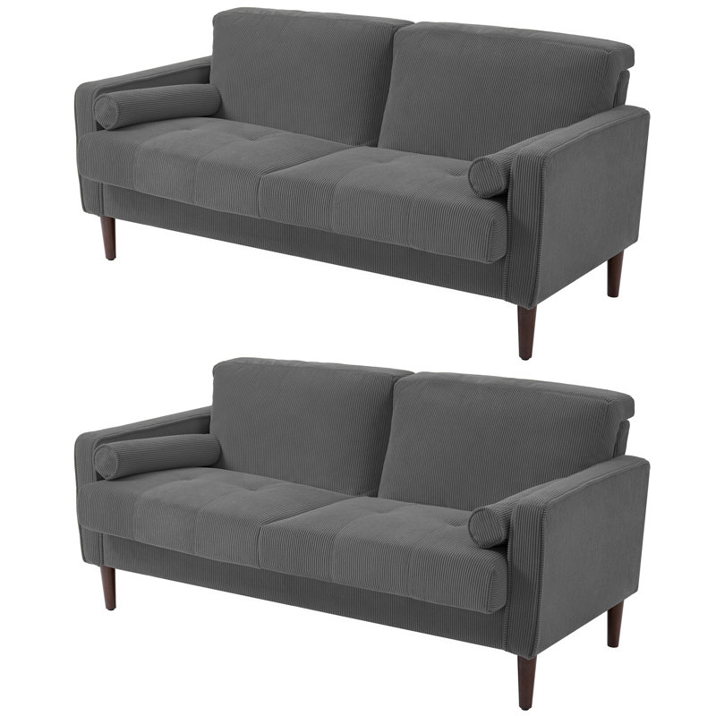 Carmelinda 157Cm Square Arms Sofa, Dark Grey