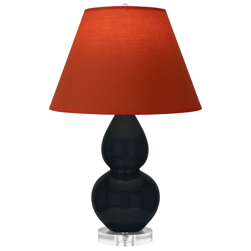 Small Double Gourd Accent Lamp - Sangria, Deep Patina Bronze - Lavender, Plum Shade, Gray, Lavender/Burgundy