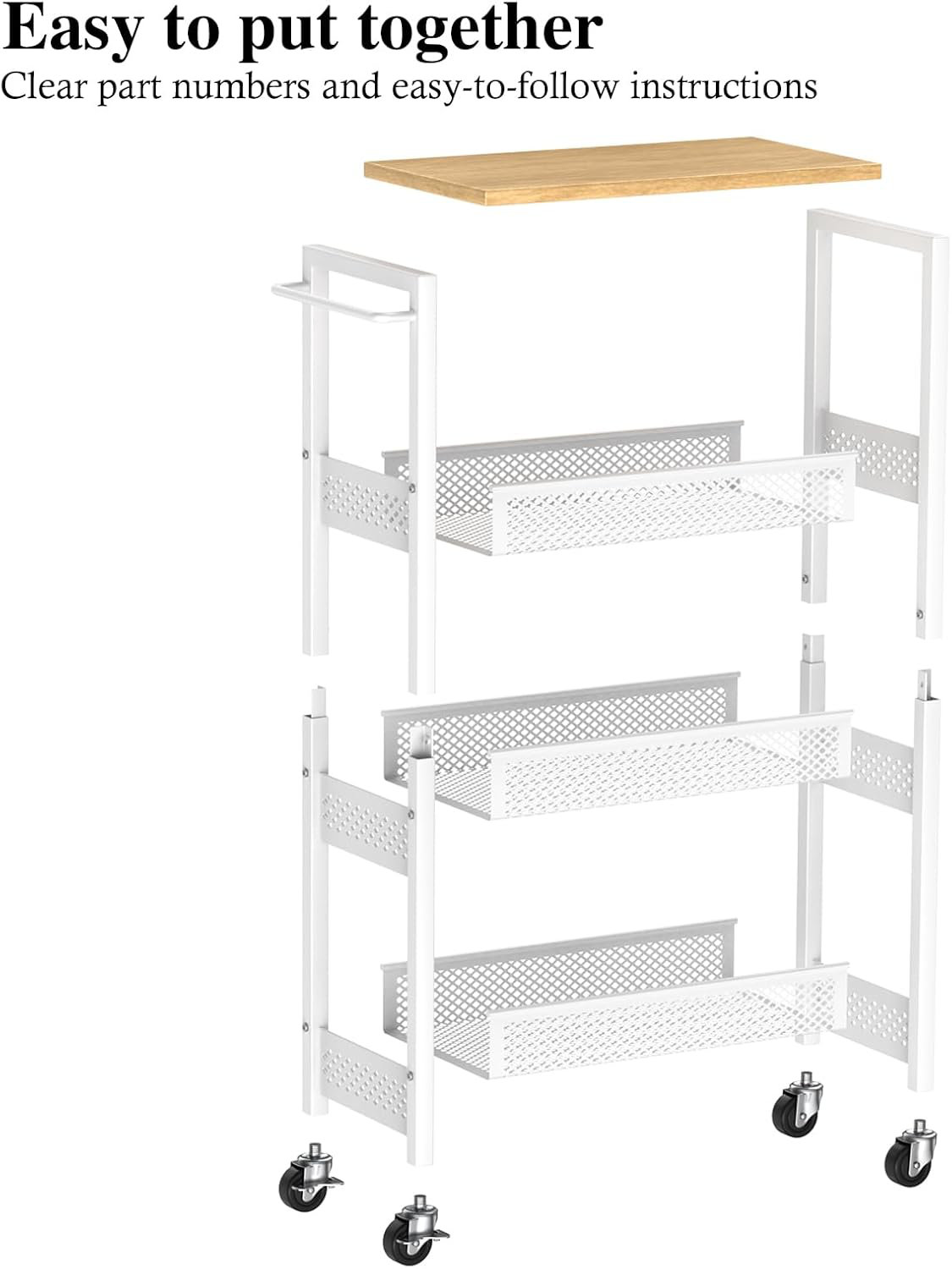 Rebrilliant Utility Slim Storage Cart, 4-Tier Narrow Bathroom ...