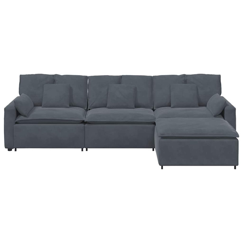  Canapé modulaire surdimensionné en velours gris foncé (100% polyester)