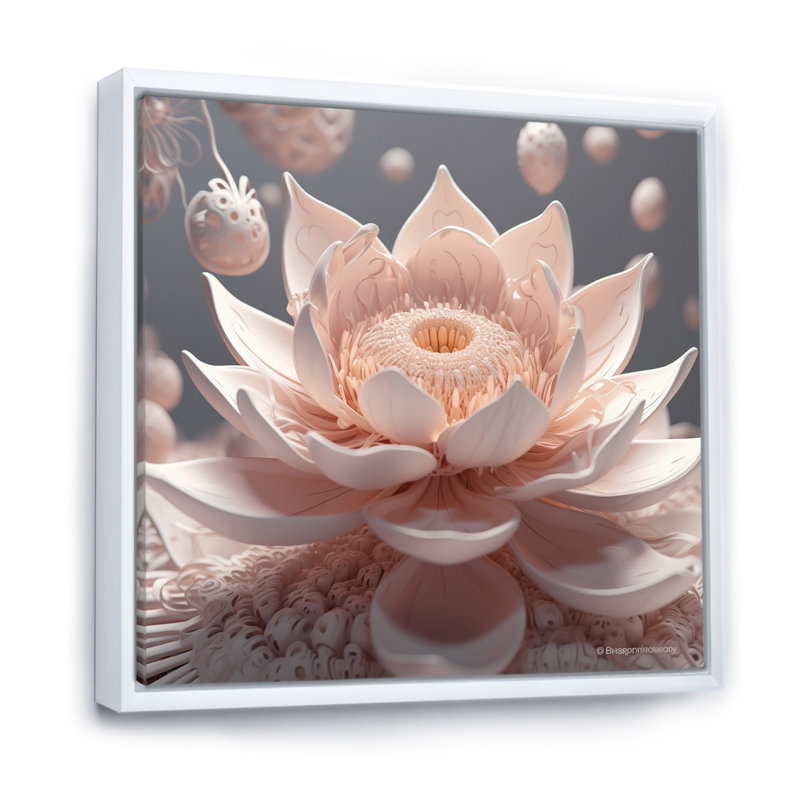 «Light Pink Tender Blossoming», impression sur toile, Cadre flottant blanc, H 24 po x l 24 po x P 1 po