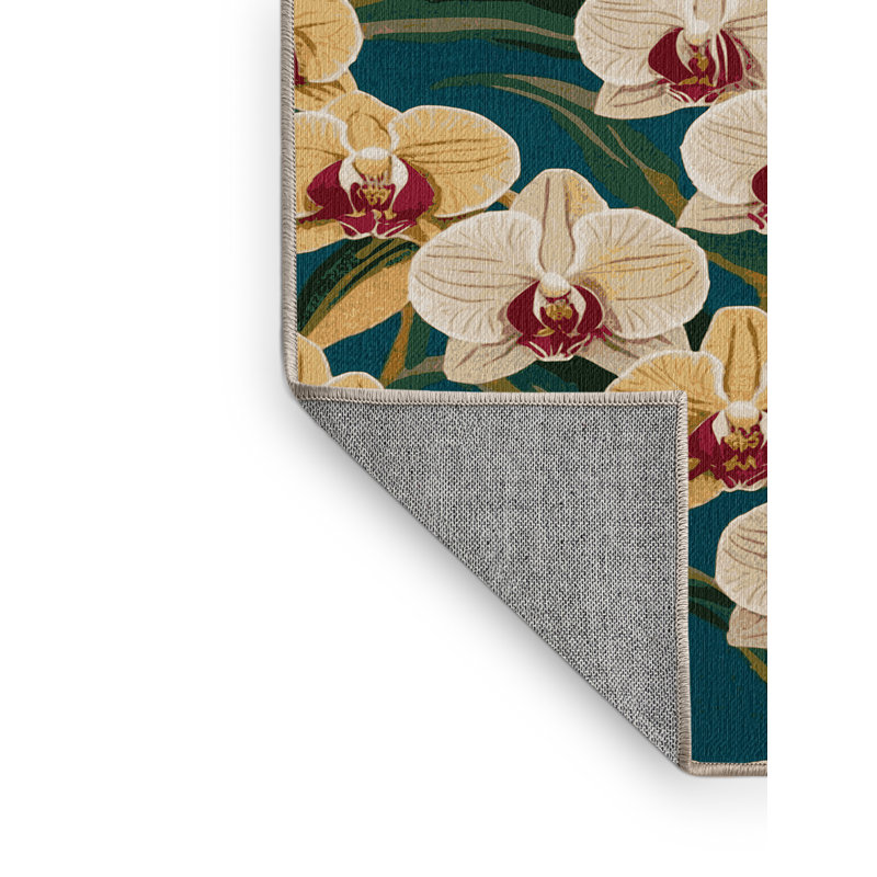 Tapis botanique brun lavable à la machine, Carré 3 pi