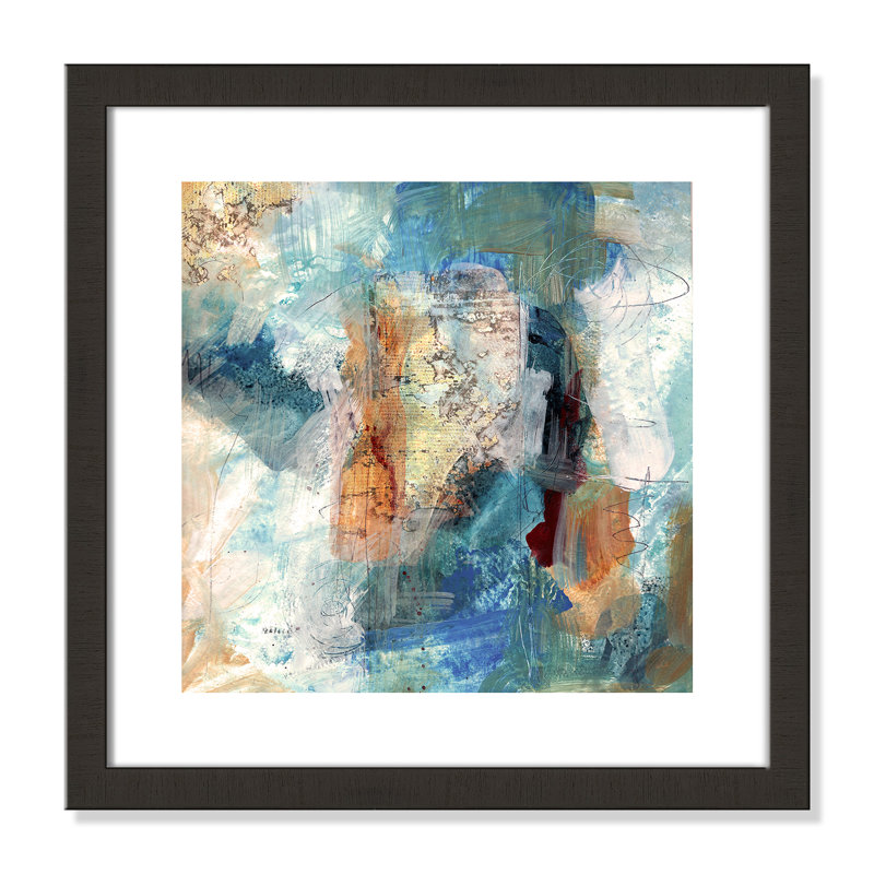 Painterly Elements II - peinture encadrée, Cadre espresso foncé, H 17,5 po x l 17,5 po x P 2 po