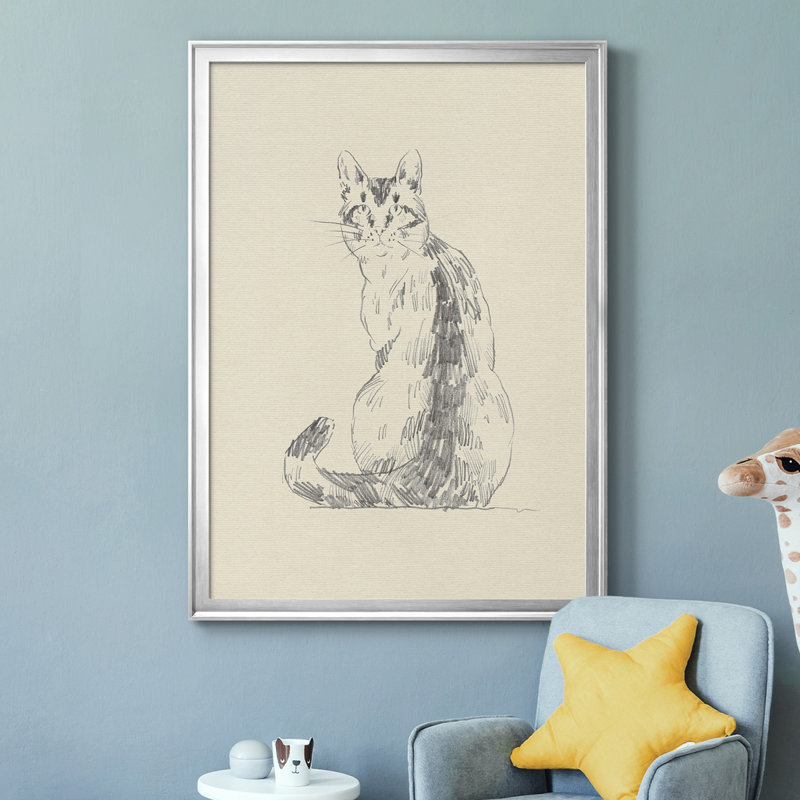 Toile encadrée de qualité supérieure House Cat V - prête à être accrochée, Argent, H 36,5 po x l 26,5 po x P 1 po