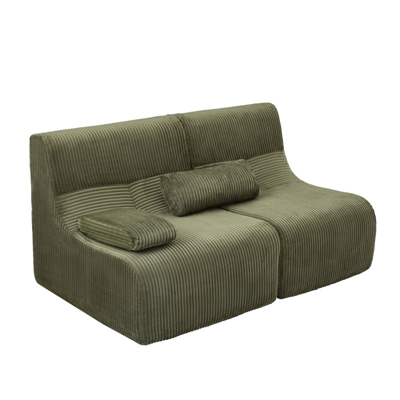 Canapé modulaire moderne 63,7 po, Velours côtelé vert