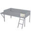  Lit mezzanine Gaming avec bureau et DEL, gris-446572636