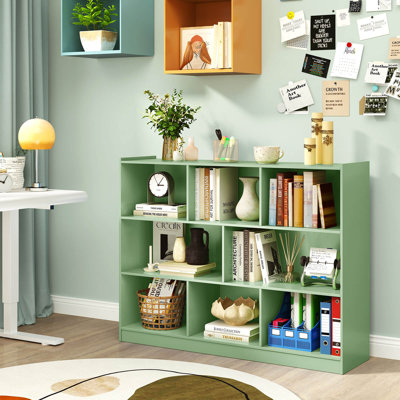 8 Cube 3-tier Open Wooden Bookshelf Toy Storage Organizer With Anti-toppling Kits