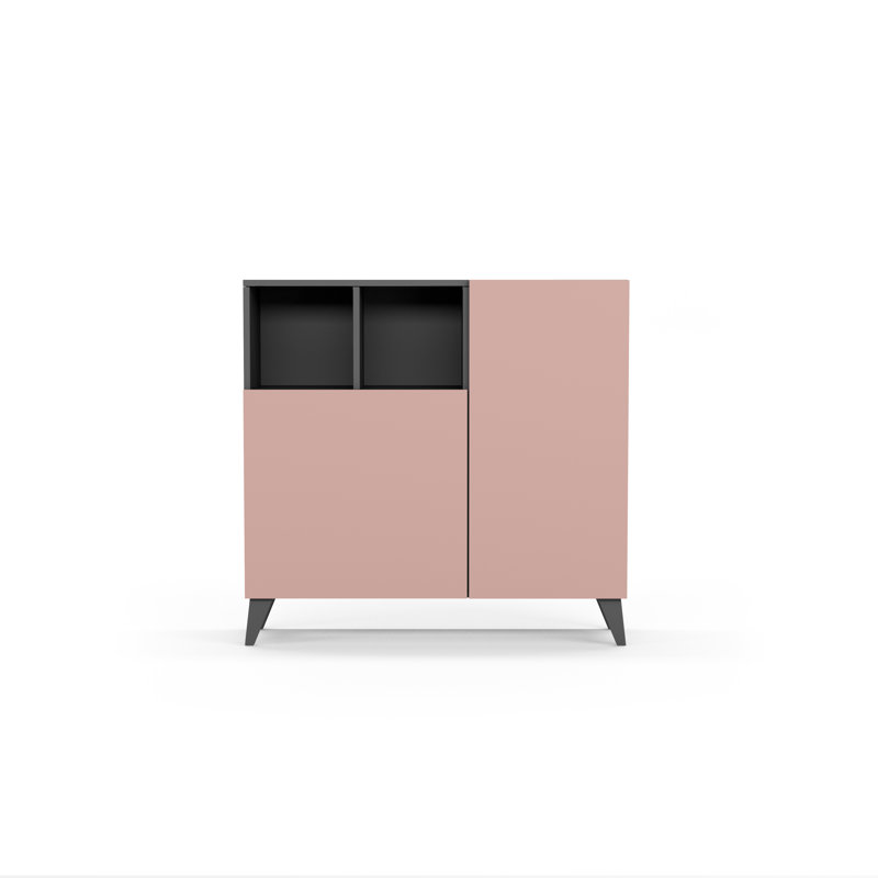 12 Pair Shoe Storage Cabinet, Jet Black/Pink