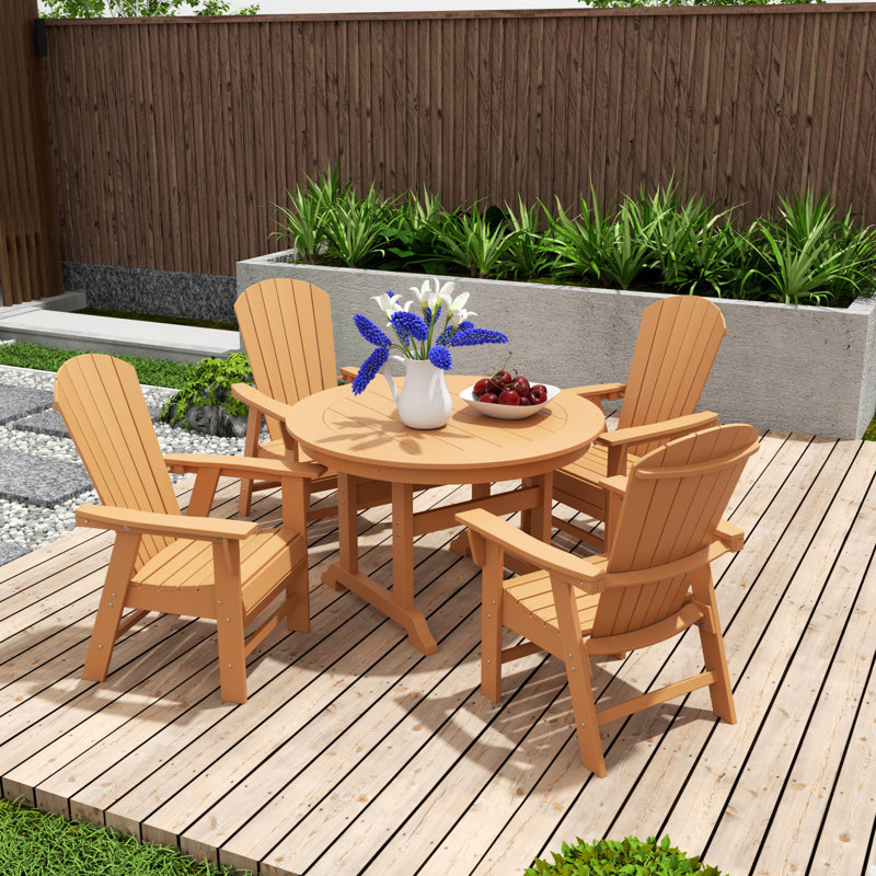 Altura 4 - Person Patio Dining Set with Round Table, Teak
