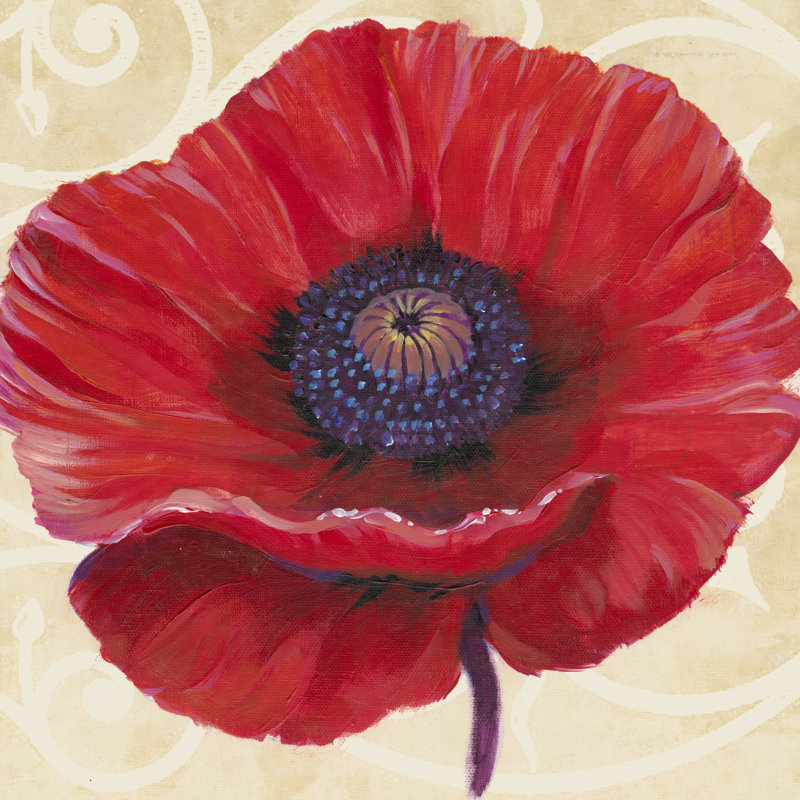 Coquelicot rouge II, H 12 po x l 12 po