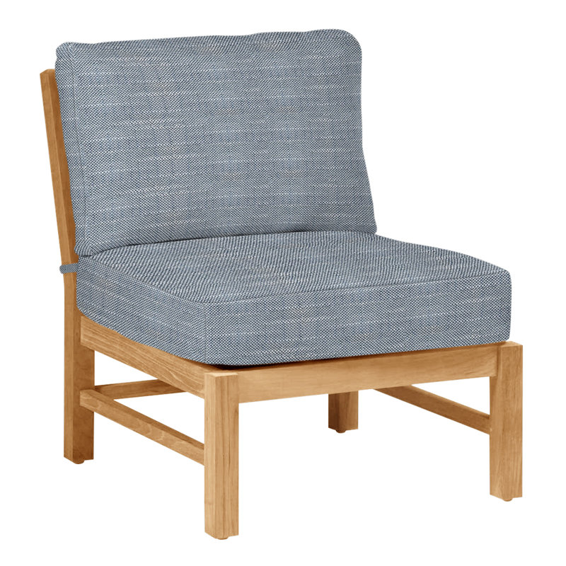 Fauteuil de chambre modulaire d'extérieur Club Teak, Pas de soudure, Chambray Rollo, Teck naturel