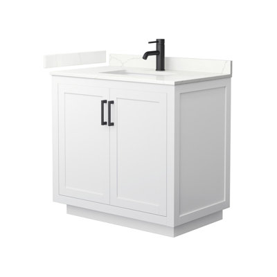 Ensemble de meuble-lavabo simple 36 po avec plateau en quartz Miranda
