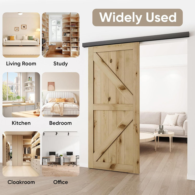 Sliding Standard Single Track Barn Door Hardware Kit(Doors Not Included), Black