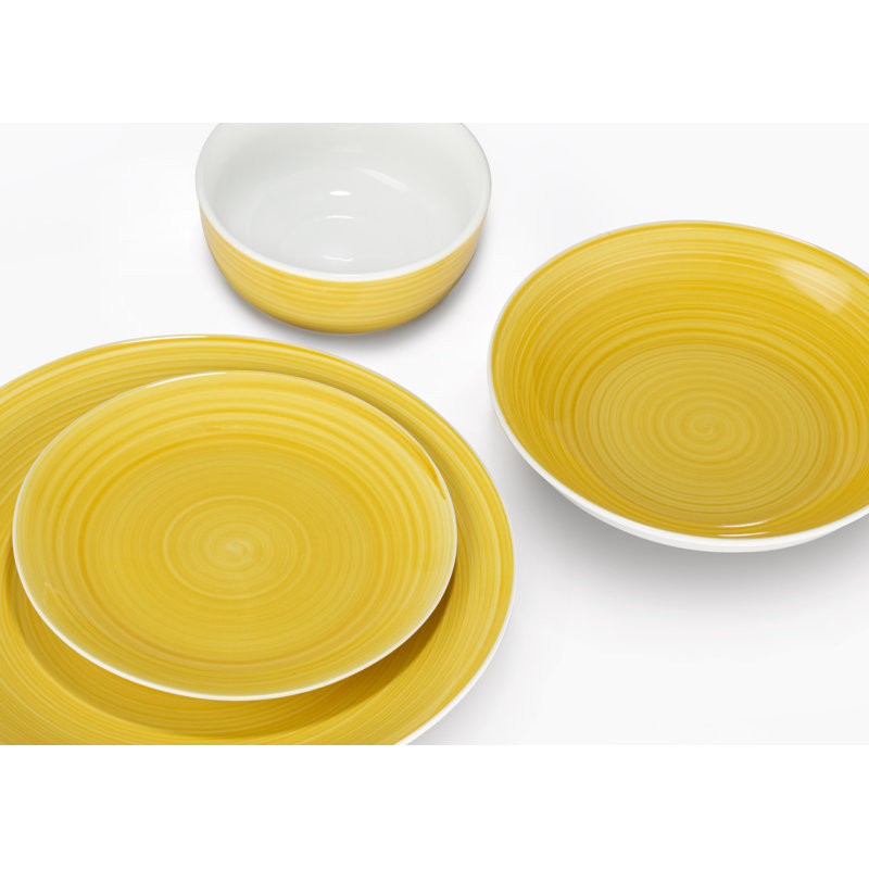 Waterside 16pc Spinwash Dinner Set, Yellow