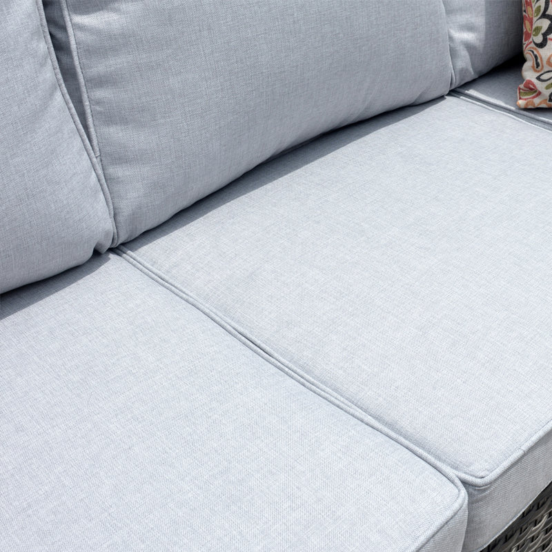 7 - Person Patio Conversation Set with Cushions, Light Blue