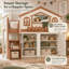 Lit mezzanine enfant en forme de maison Benedict avec escalier de rangement, armoire et étagère ouverte, cadre de lit mezzanine en bois robuste avec rangement multifonctionnel et peu encombrant pour enfants-776062441-776062447