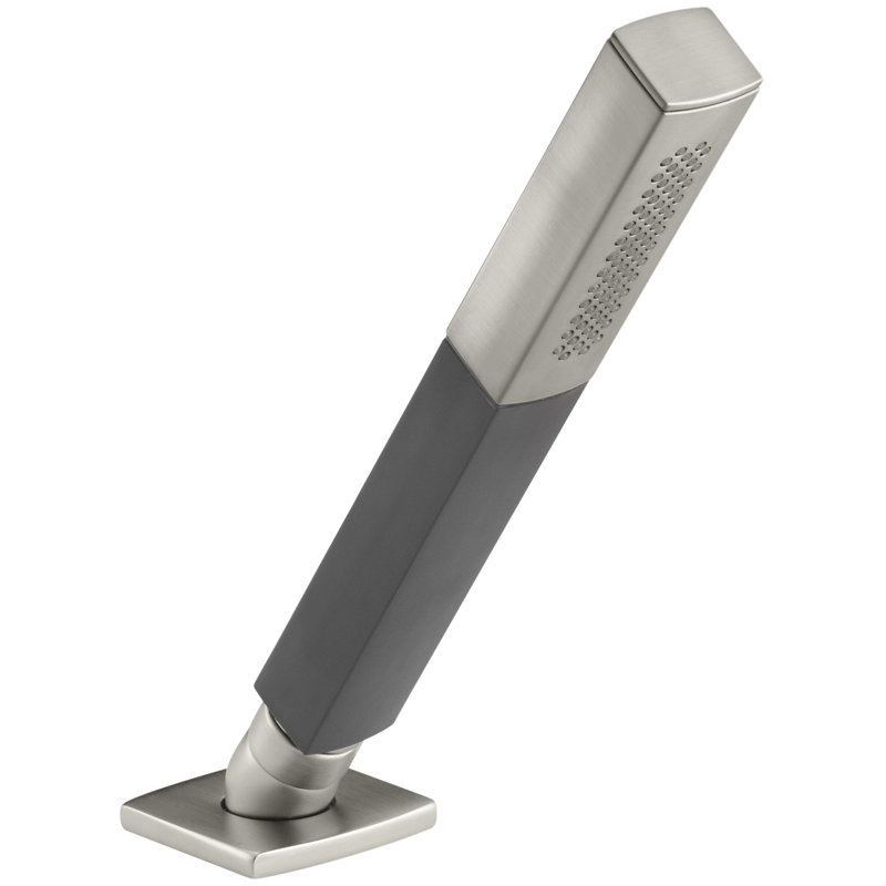 Grande pomme de douche à main carrée avec poignée grise 2,0 gpm Shift, Nickel poli éclatant