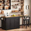 74.8" Extendable Kitchen Island with Dining Table, 3 Drawers, Power Outlet, Spice Rack-1855051430