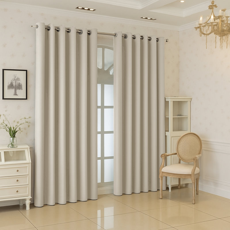 Aspire Homeware 100% Polyester Room Darkening Blackout Eyelet Curtains (Set Of 2), Cream, 168cm Width x 183cm Drop