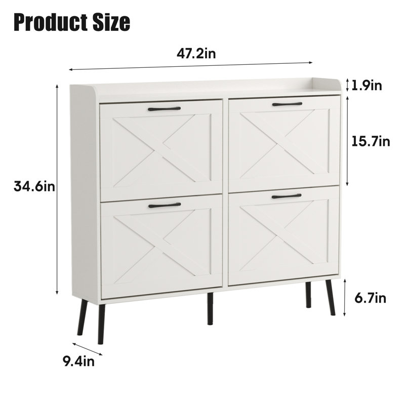 24 Pair Shoe Storage Cabinet, White