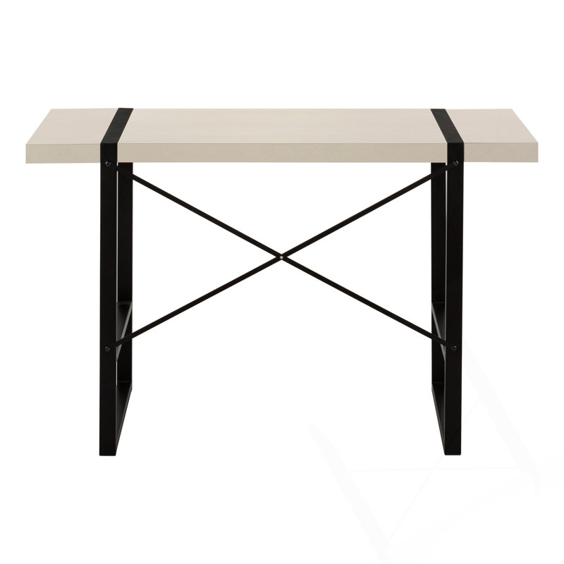 Modern Industrial Computer Desk, Beige/Black