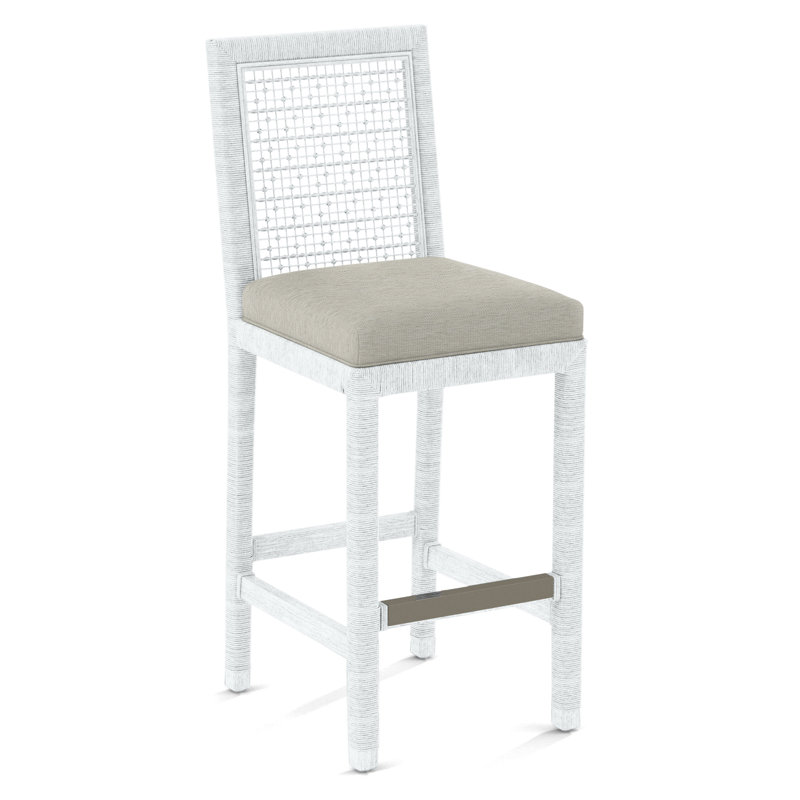 Pine Isle Bar Stool, Moss Chenille; 0344-43, Frost White