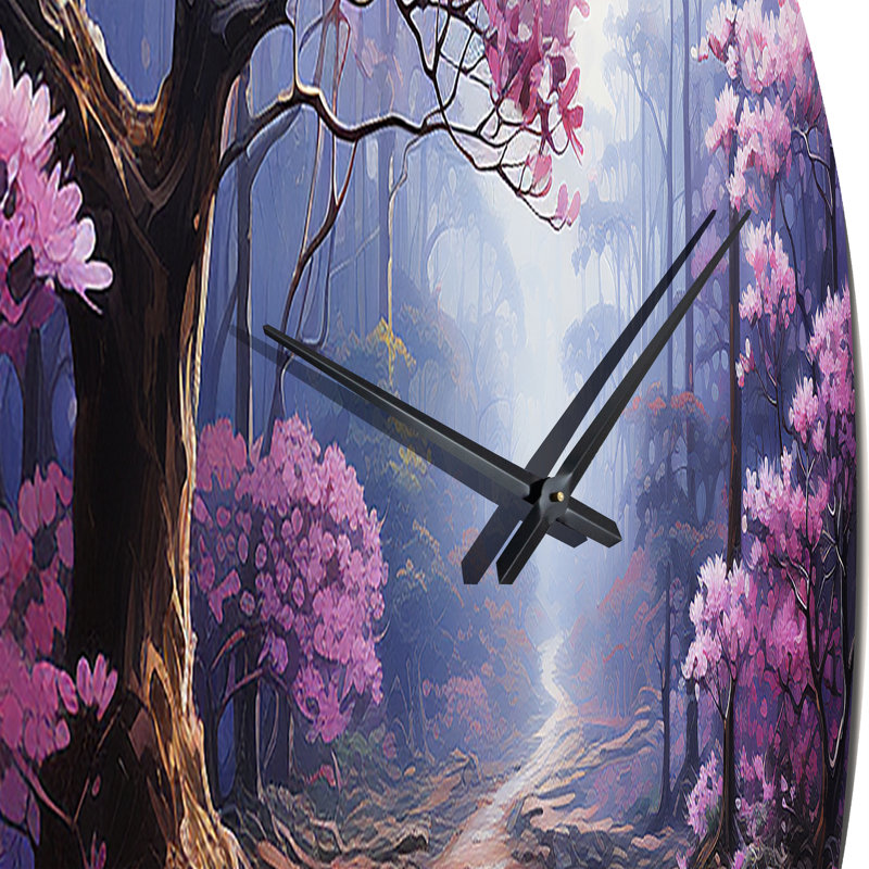 Horloge murale Rhododendron Field Pointillism Dot II - Floral, Très grand