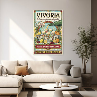 Vintage Italian Drink Classic Elegant Retro Cherry Fruit Summer Wall Art Print